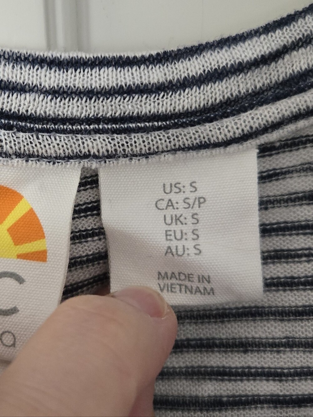 C&C California Navy & White Striped V-Neck Short Sleeve Tee - Picture 4 of 4